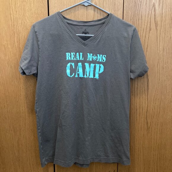 Boy Scouts Real Moms Camp Gray V Neck T-Shirt - M - Picture 1 of 4